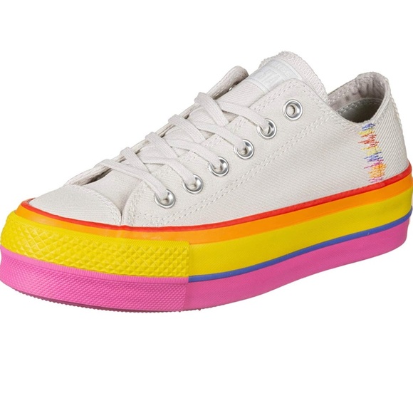 Converse Women's Sneakers in Cream with Rainbow Soles - Picture 11 of 13
